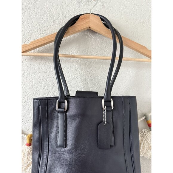 Vintage Coach Bonnie Legacy Slim Leather Shoulder Handbag Y2k Navy 9422 - Picture 4 of 9